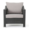 Antibes Armchair 2Pcs Grey Pe Rattan Iron Waterproof Fabric