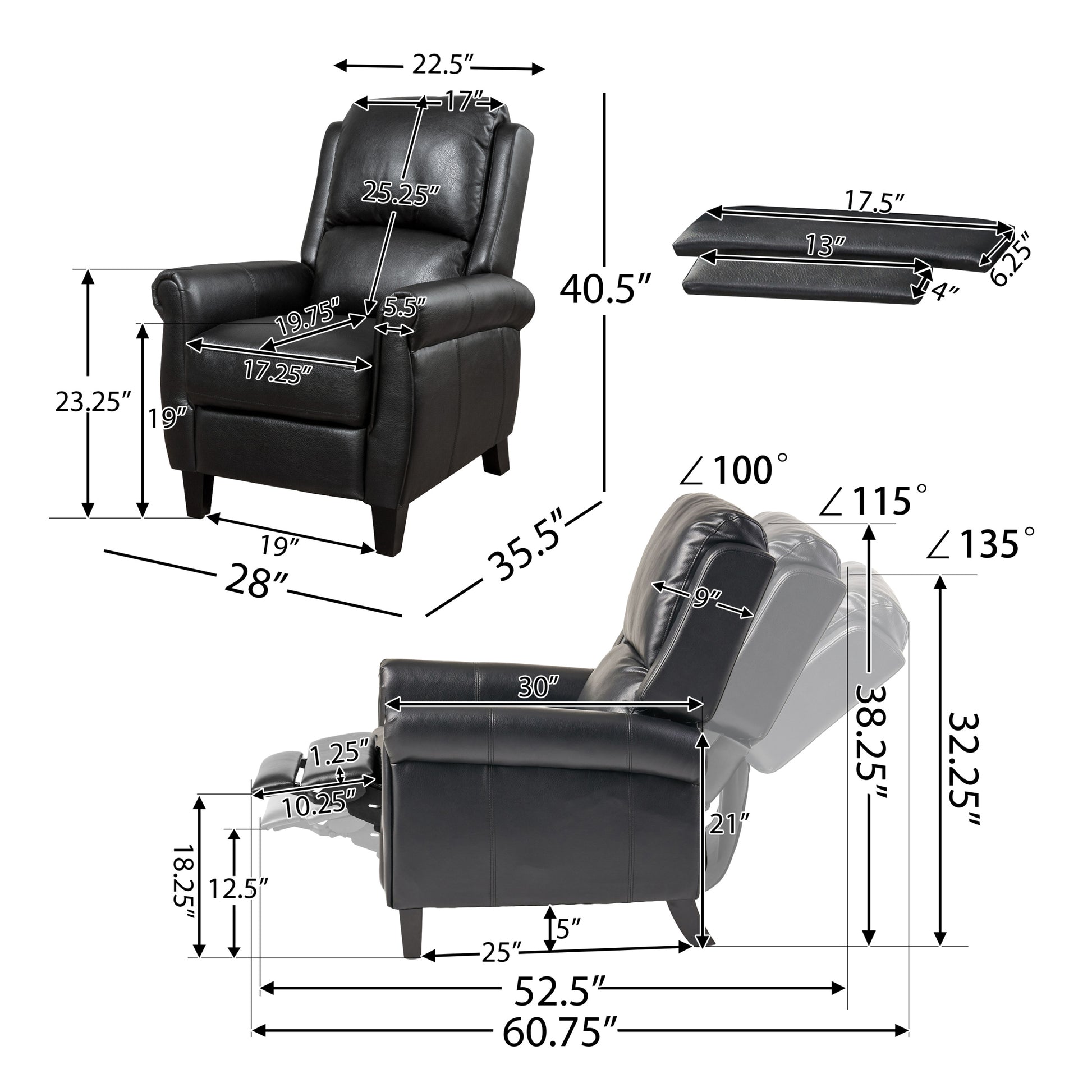 Recliner Black Pu