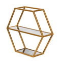 Hexagonal Shelf Antique Gold Glass