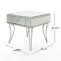 Mirrored Nightstand Silver End Table With 1 Drawer For Bedroom Living Room Silver Mirror