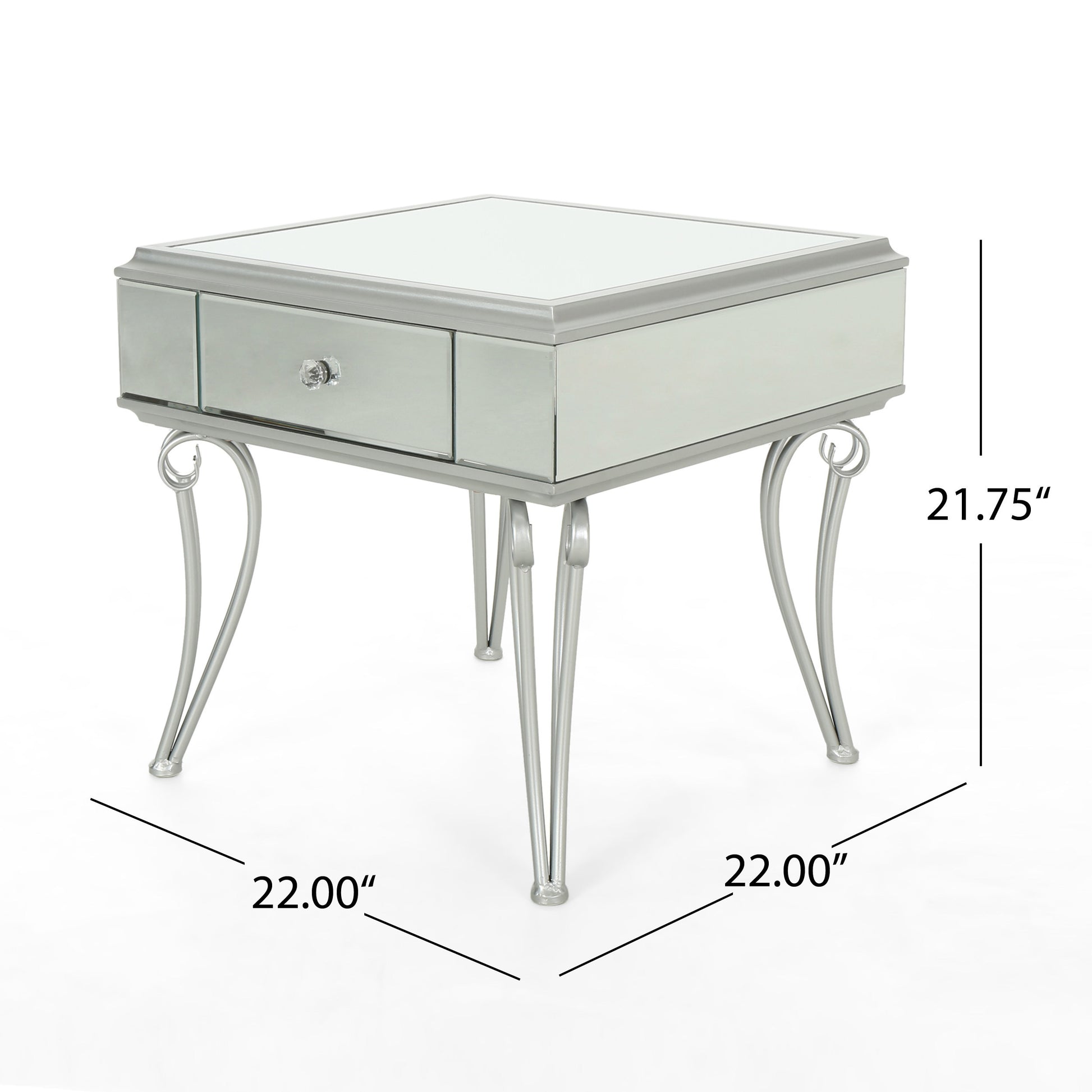 Mirrored Nightstand Silver End Table With 1 Drawer For Bedroom Living Room Silver Mirror