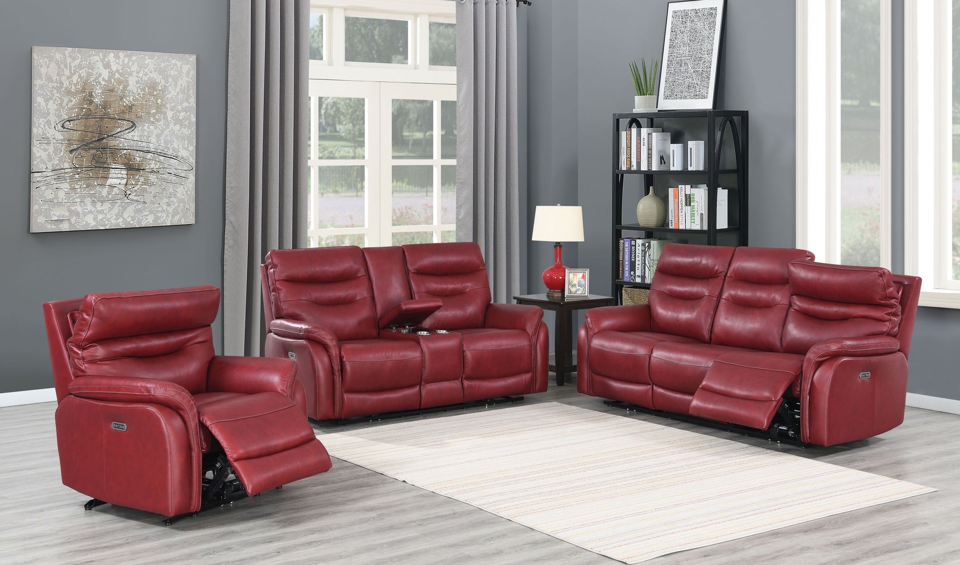 Fortuna 3 Piece Living Room Set Red Red Wood