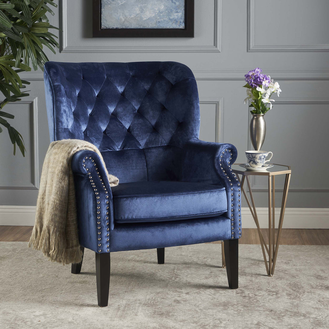 Club Chair Blue Velvet