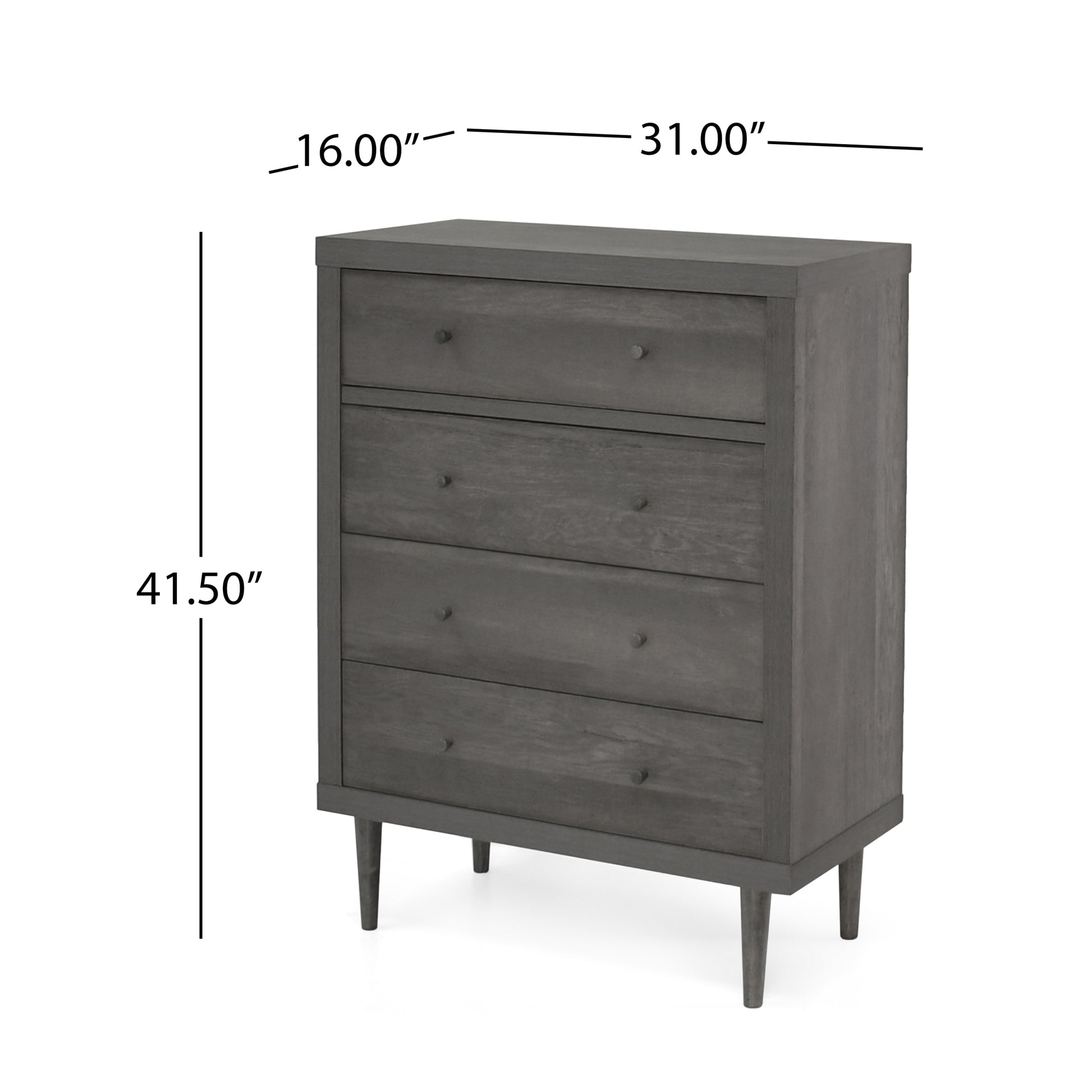 Nordic 4 Drawer Chest Grey Mdf