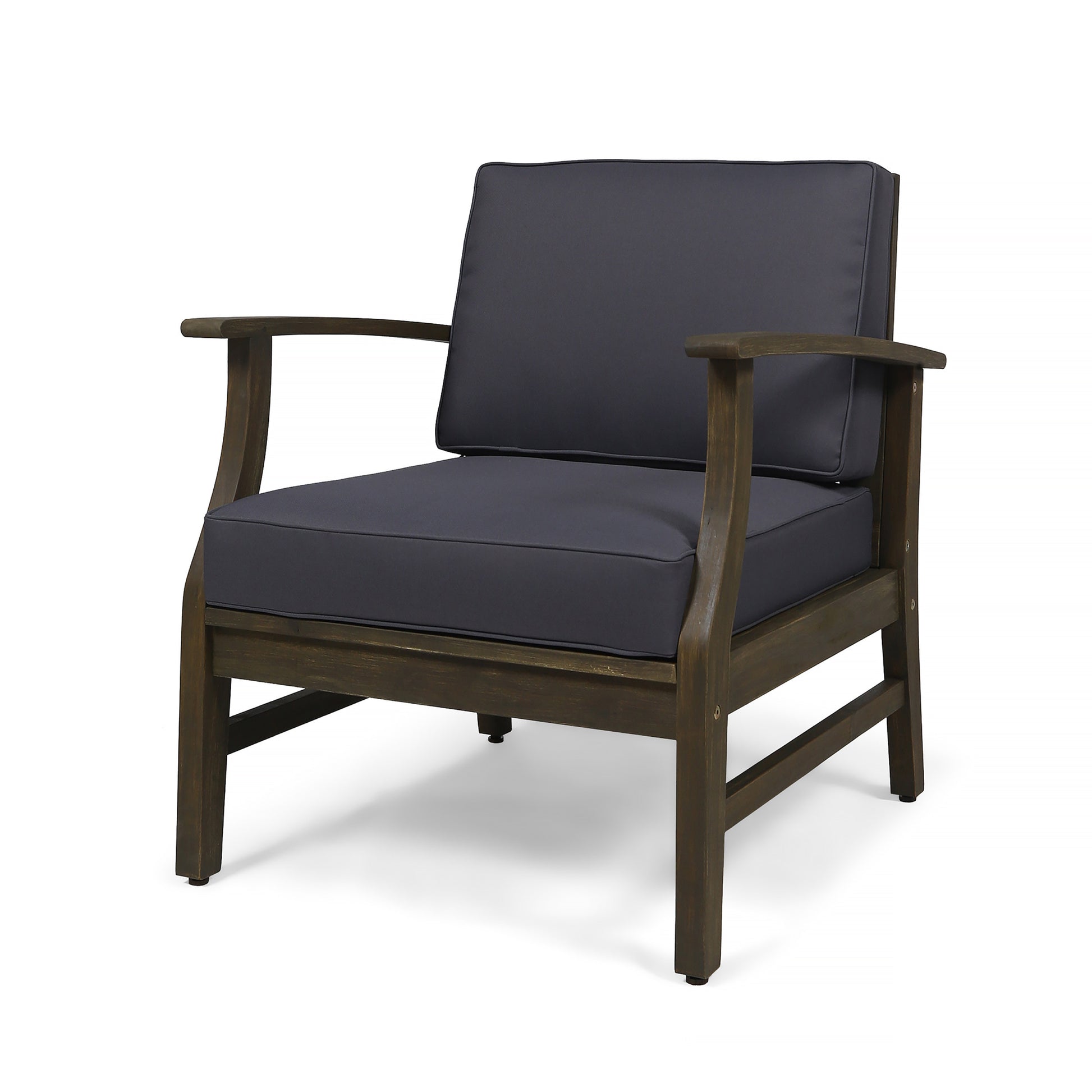 Perla Club Chair, Dark Grey Dark Grey Acacia Wood