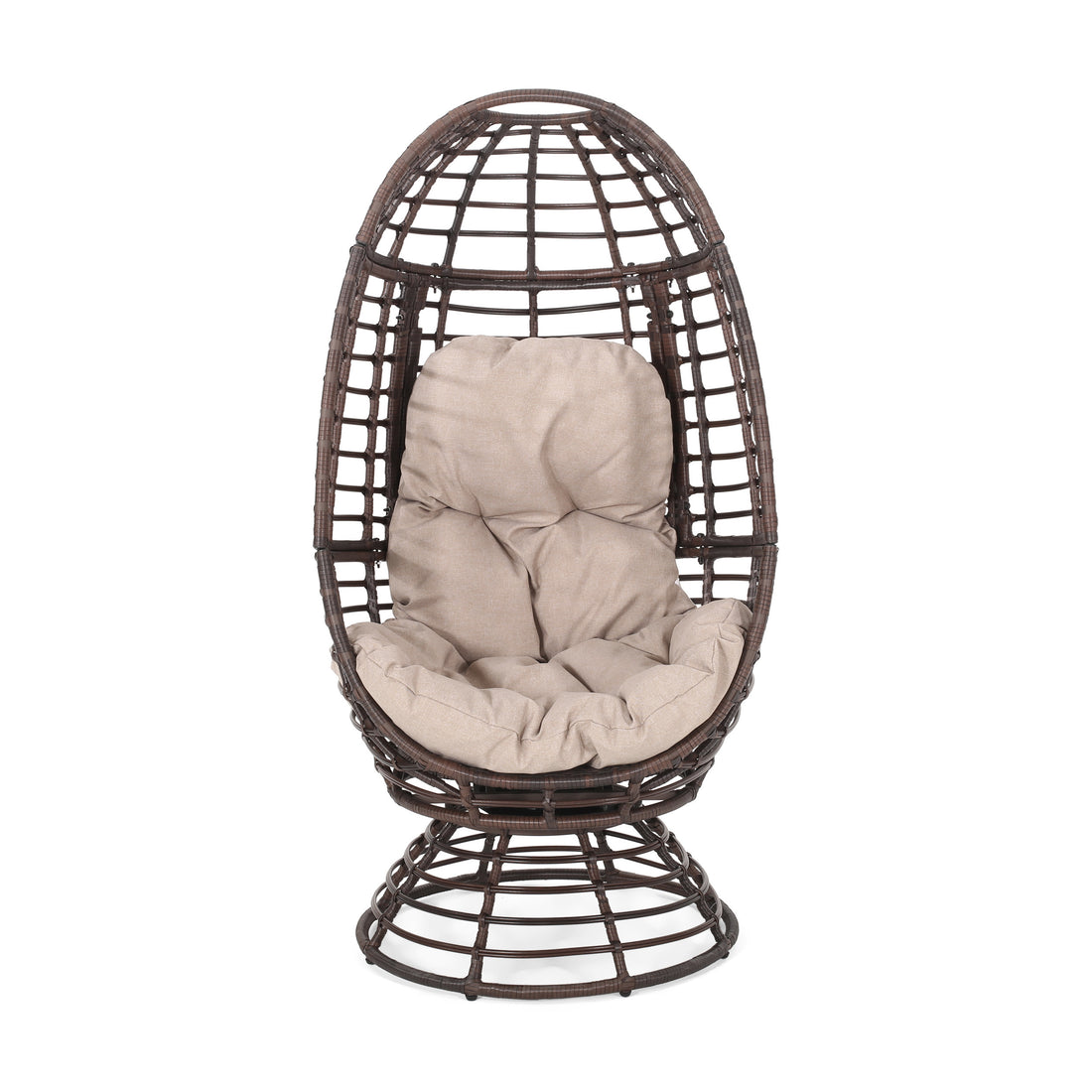 Robertson Swivel Patio Egg Chair Black Fabric