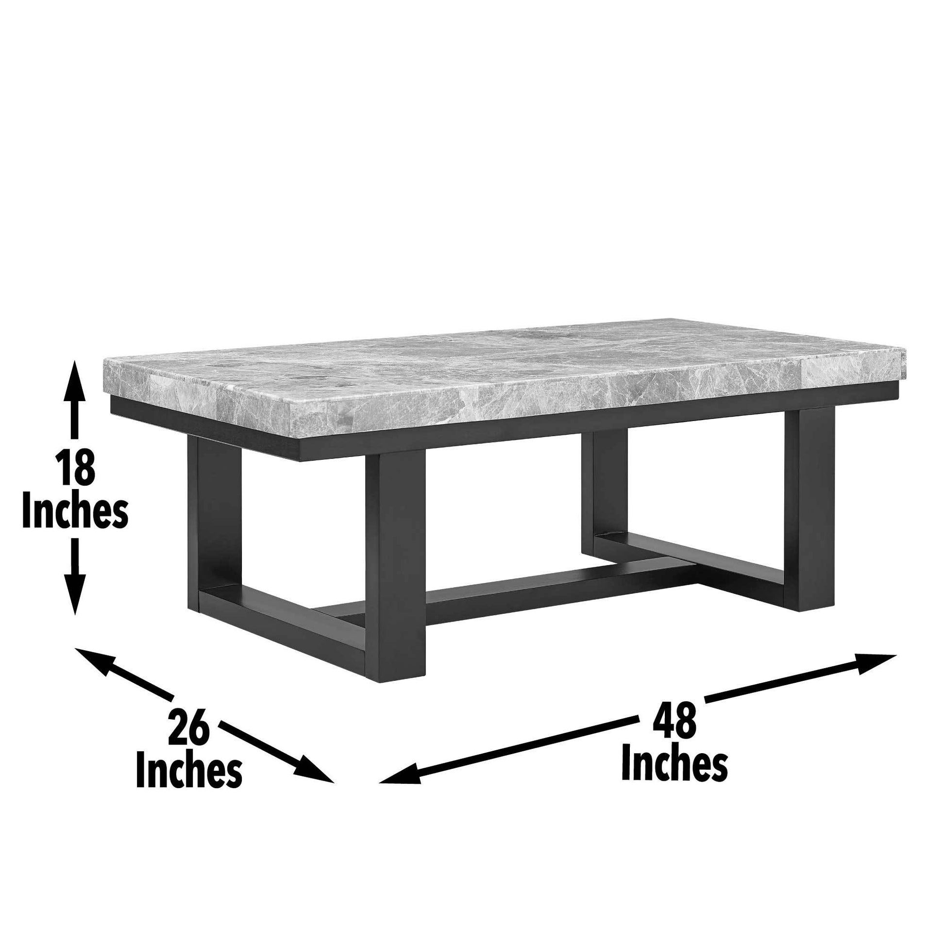 Lucca Marble Top Coffee Table Gray Gray Marble