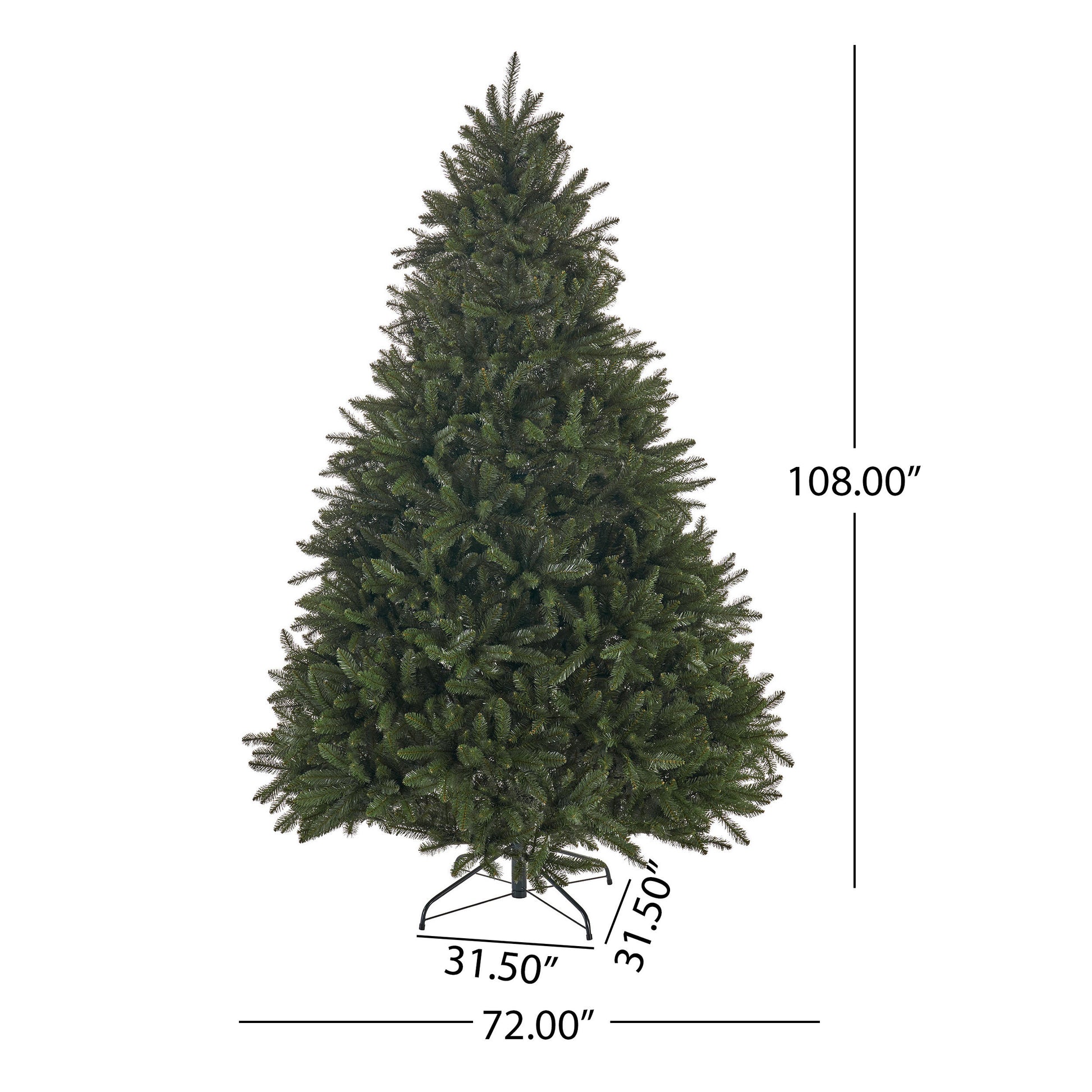 9'Norway Hinged Tree With 3655 Tips,Dia:72 Green Pvc