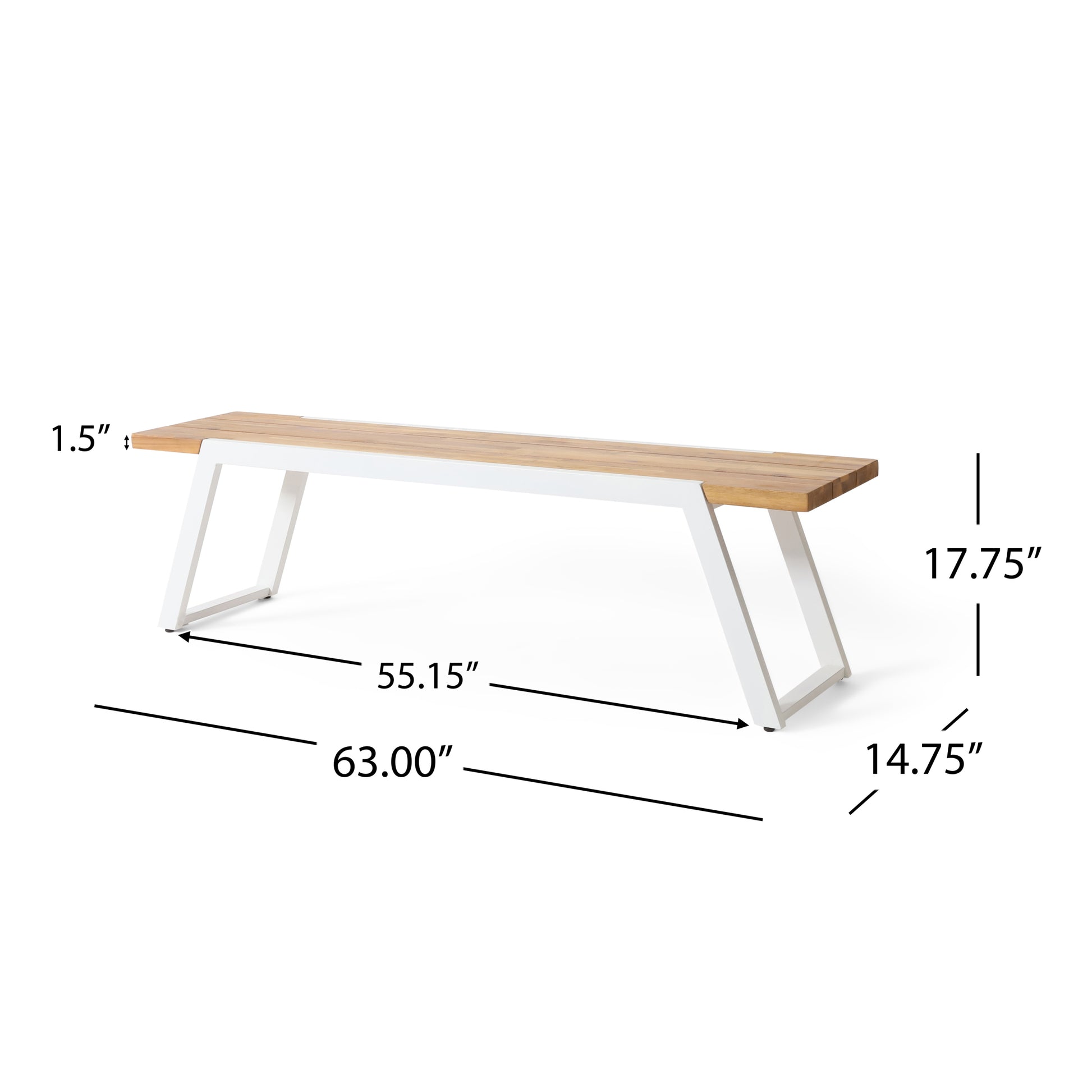 Gaylor Bench Set Of 2 Oak Natural Wood Antique White Acacia Wood