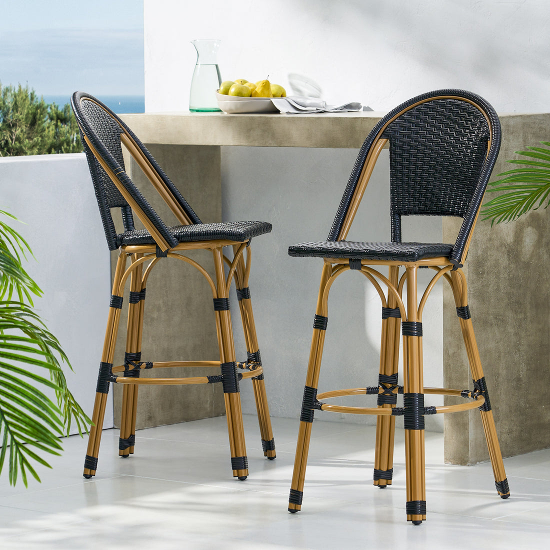 Barstool Black Wicker