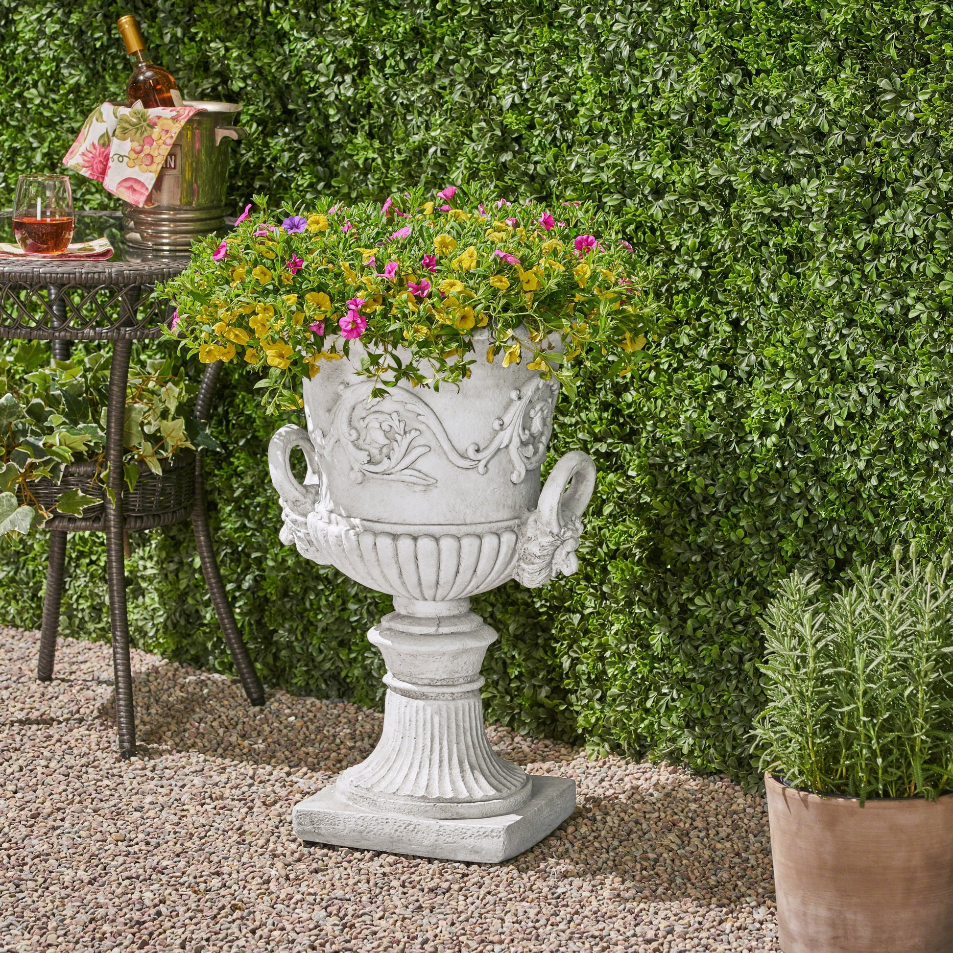 Mgo Garden Urn Planter Antique White Magnesium Oxide