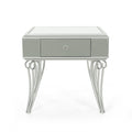 Mirrored Nightstand Silver End Table With 1 Drawer For Bedroom Living Room Silver Mirror