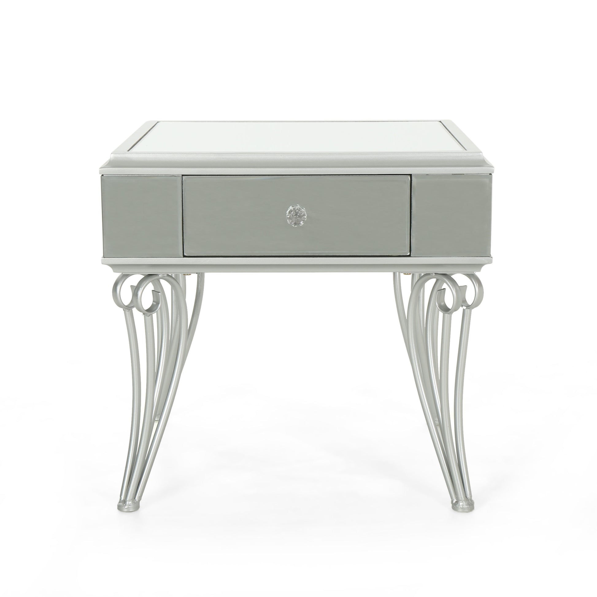 Mirrored Nightstand Silver End Table With 1 Drawer For Bedroom Living Room Silver Mirror