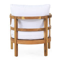 Outdoor Acacia Wood Patio Club Chair, Wood Patio Furniture,Waterproof Thick Cushion Deep Seating For Porch, Garden, Backyard, Balcony, Weight Capacity 400Lbs, Light Teak Finish, White Yes Deep Seating White Garden & Outdoor Foam Acacia Wood