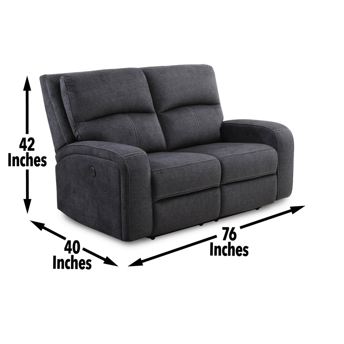 Lovell 3 Piece Power Living Room Set Dark Gray Dark Gray Faux Leather