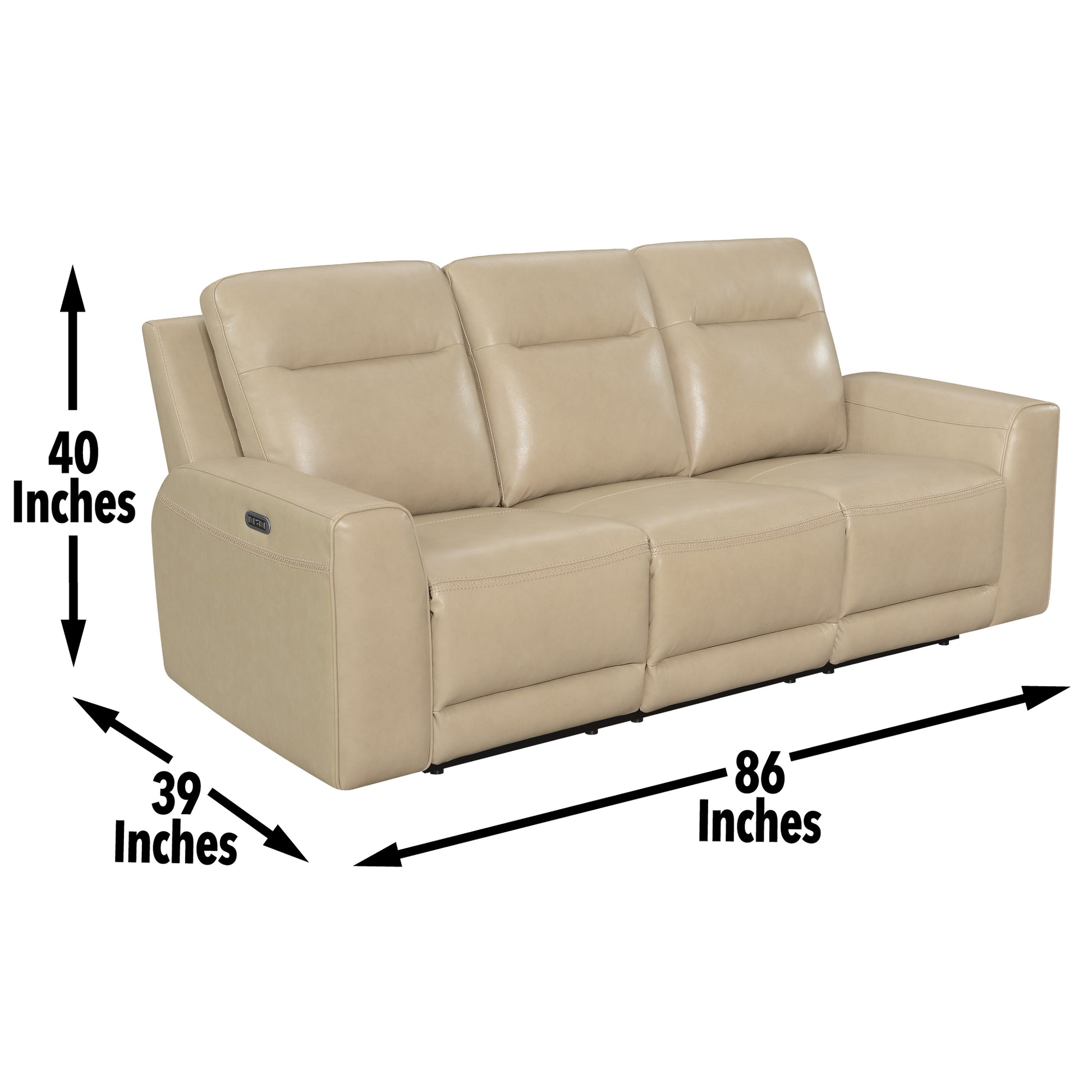 Doncella 3 Piece Power Reclining Living Room Set Beige Beige Wood