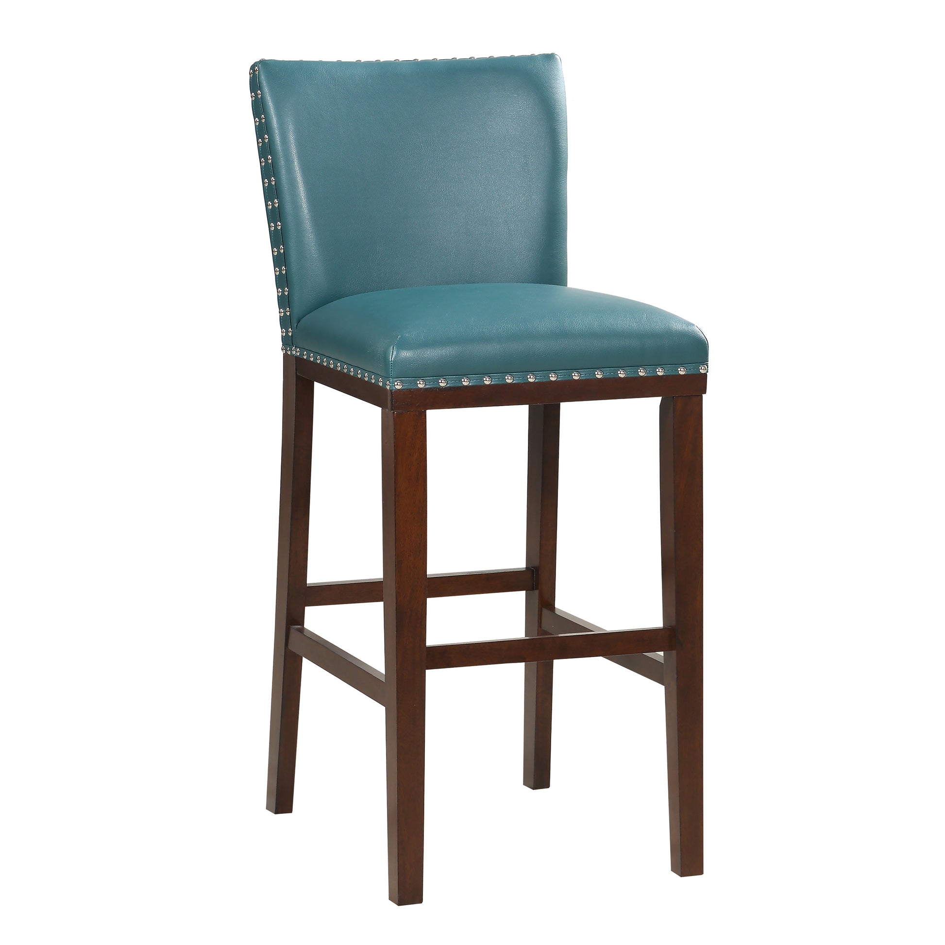 Tiffany Bar Chair Set Of 2 Peacock Light Blue Faux Leather