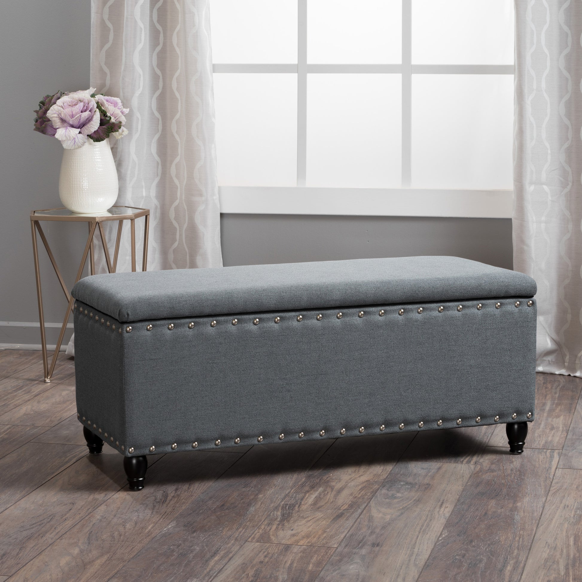 Storage Ottoman Charcoal Fabric