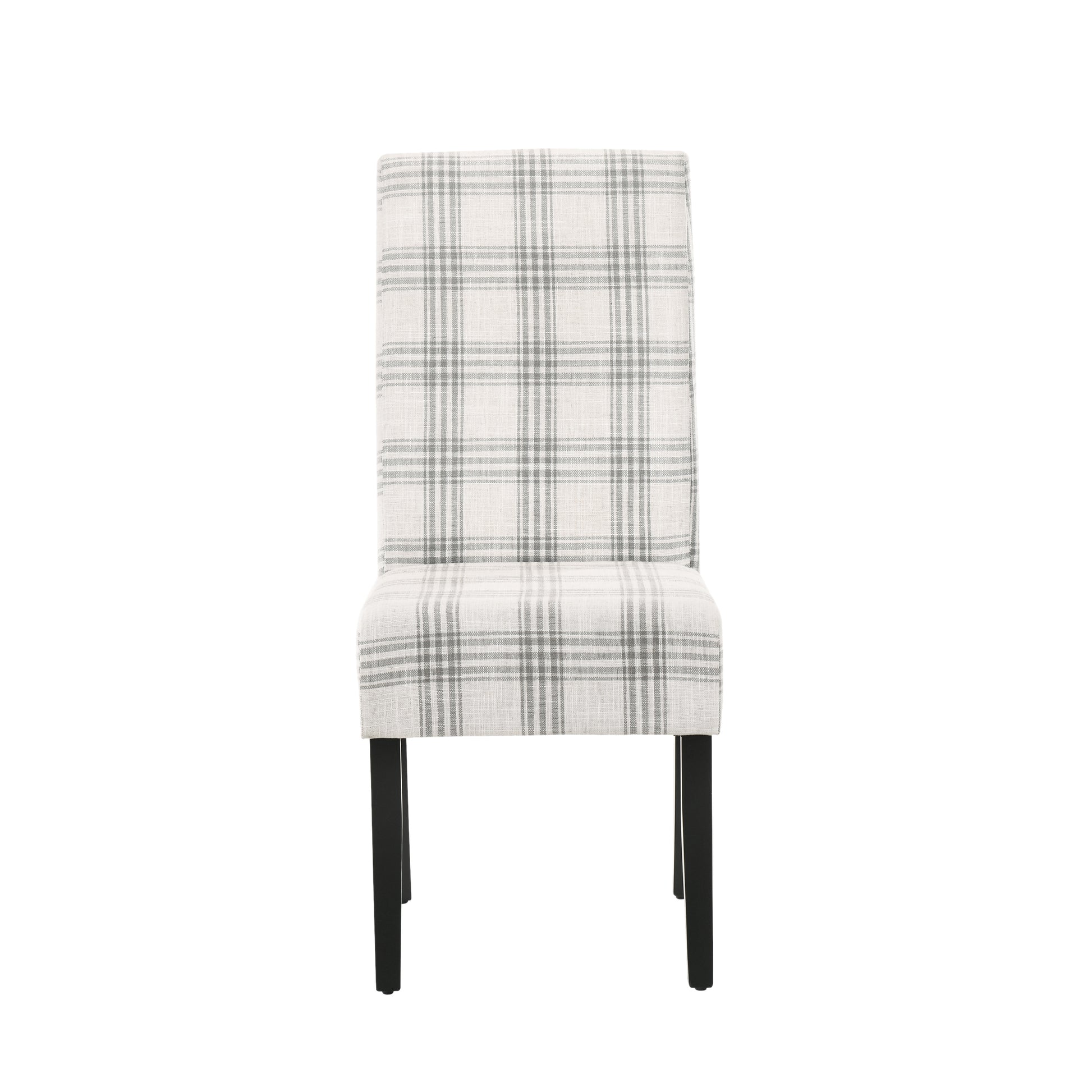 Dining Chair Grey Plaid Fabric