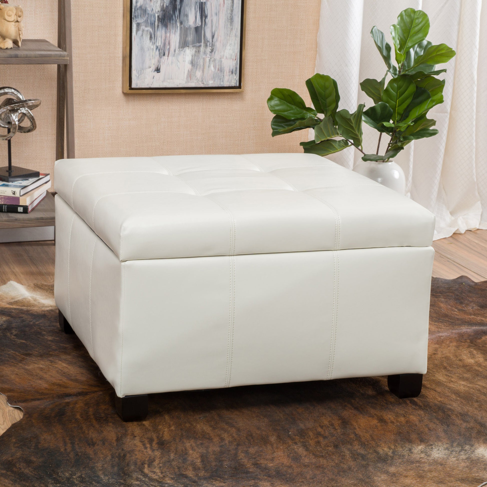 Richmond Kd Storage Ottoman Ivory Pu