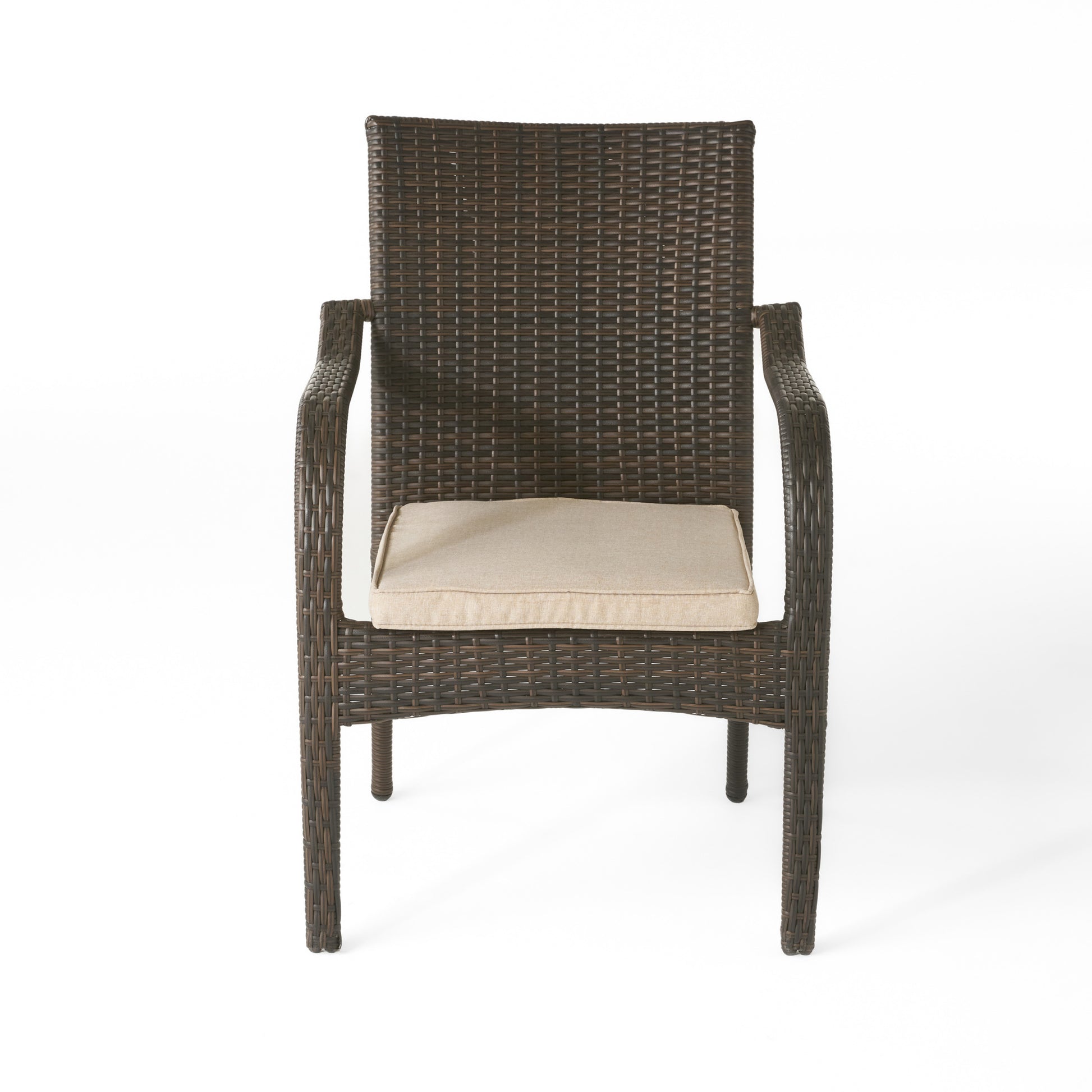 Stacking Chairs 4 Pcs Brown Rattan Metal