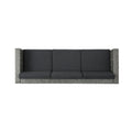 Puerta 3Seater Black Grey Pe Rattan Iron