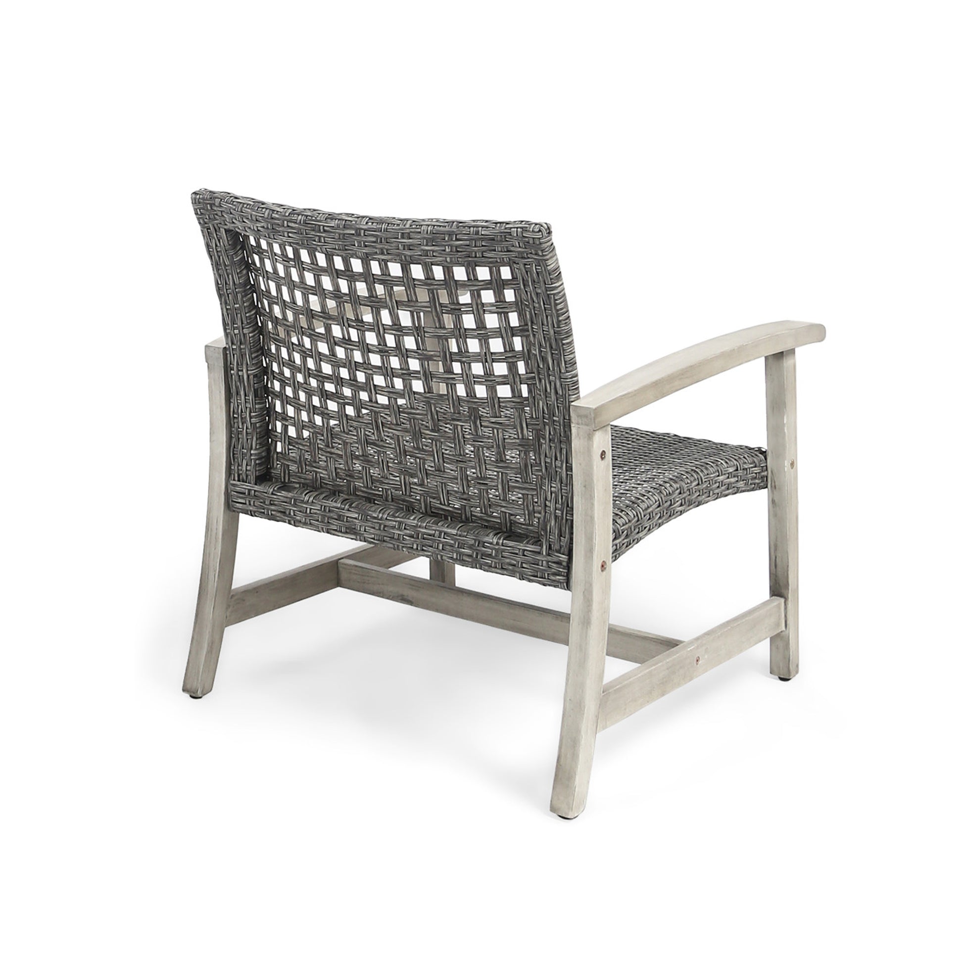 Hampton Wood Wicker Club Chair Grey Black Wood