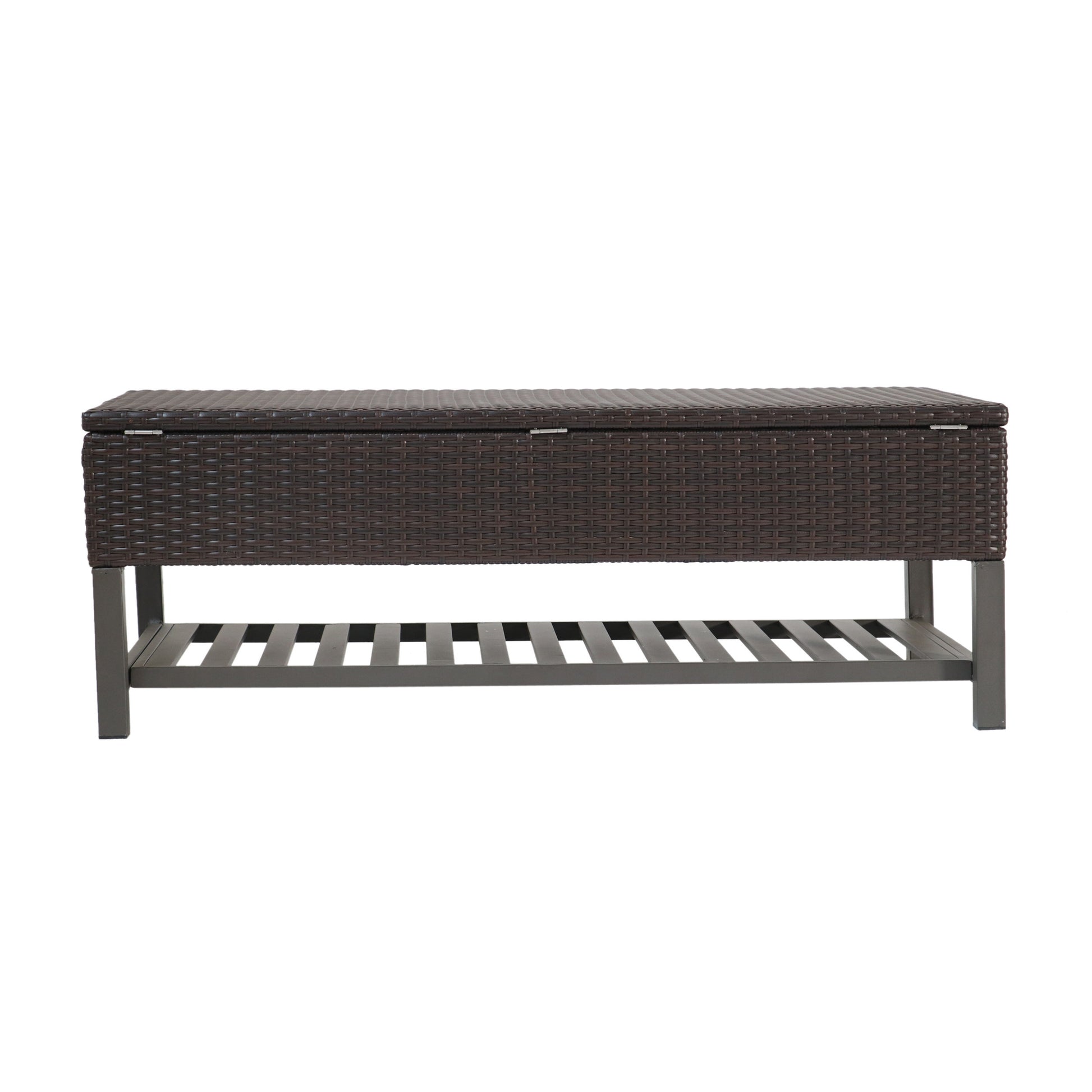 Regent Storage Bench With Metal Rack Brown Multi Rattan