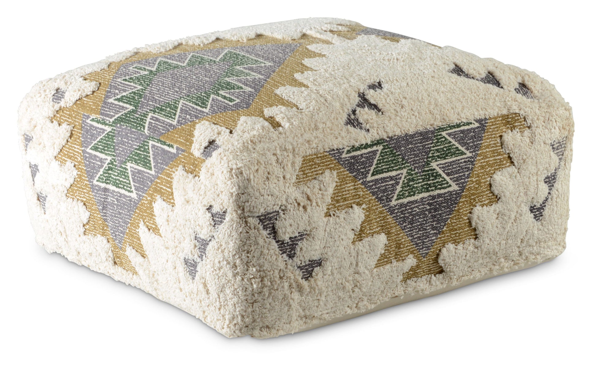 Lyssa Jacquard Fabric Printed Pouf Beige Beige Fabric