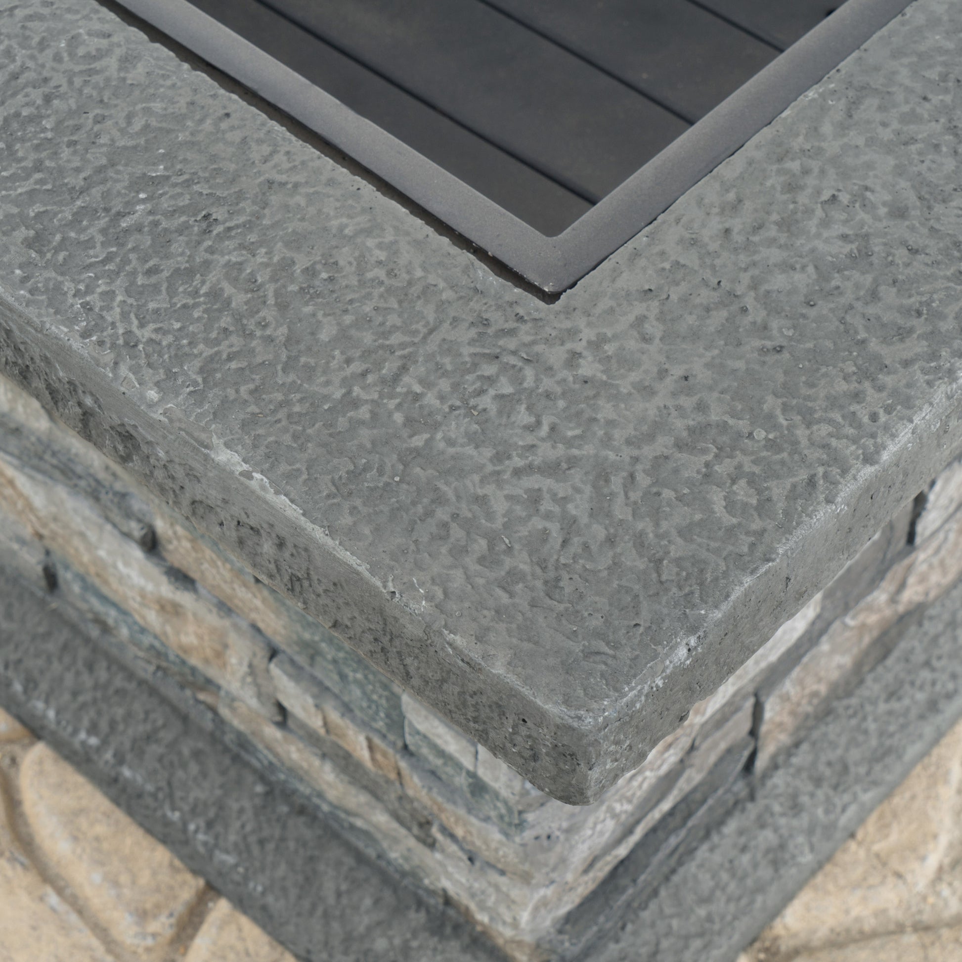 28" Square Mgo Fire Pit Stone Gray Magnesium Oxide