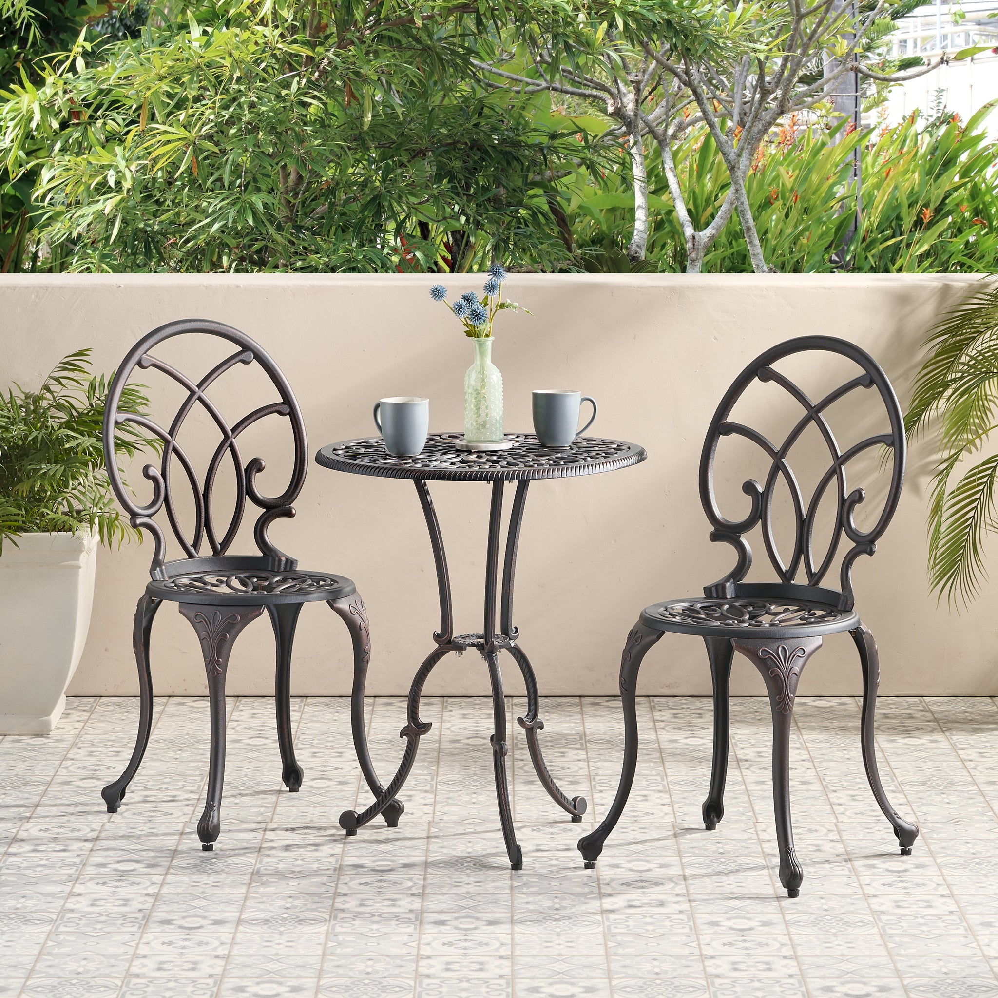 Charleston 3Pc Cast Bistro Set Copper Aluminium