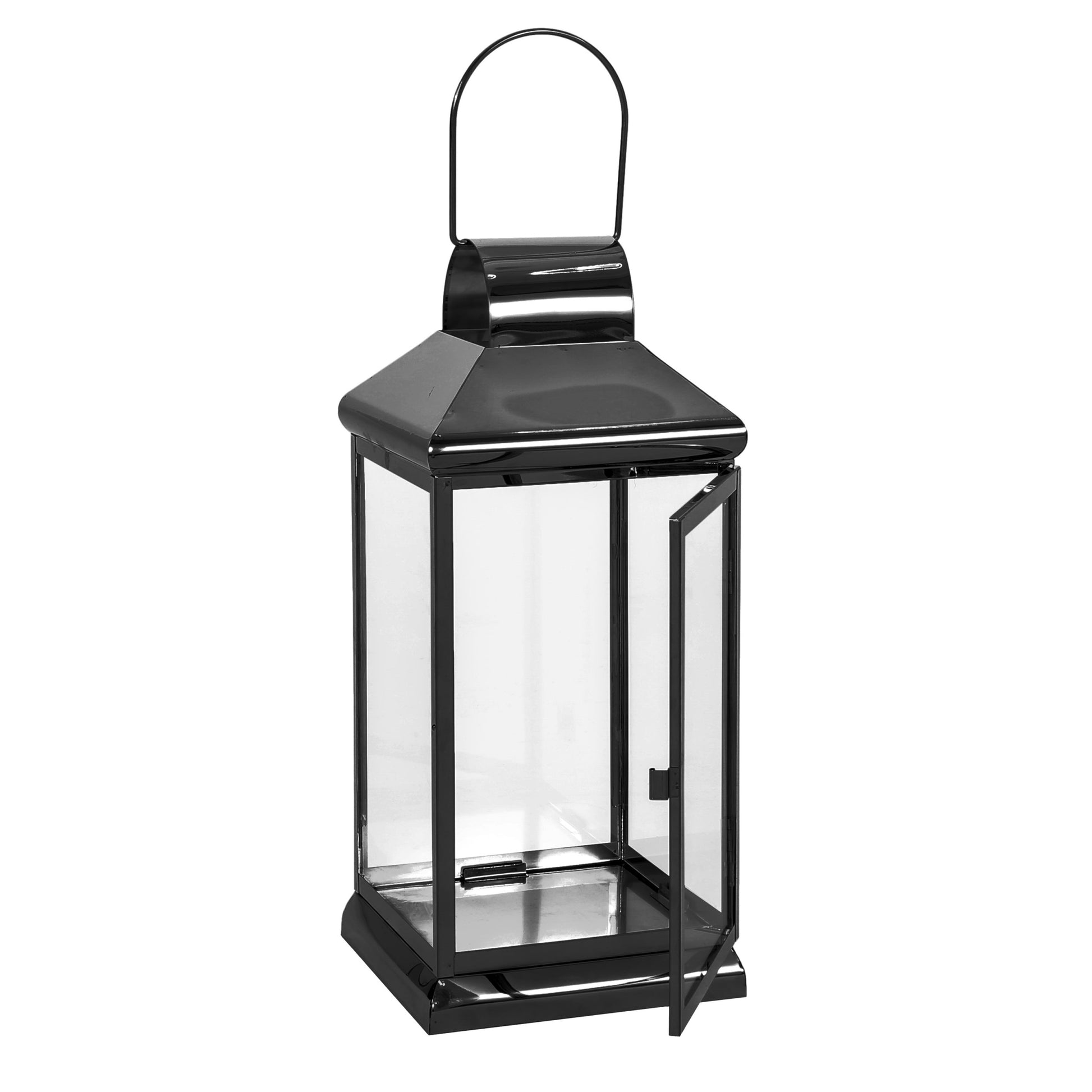 Walter 16"H Stainless Steel Lantern Black Stainless Steel