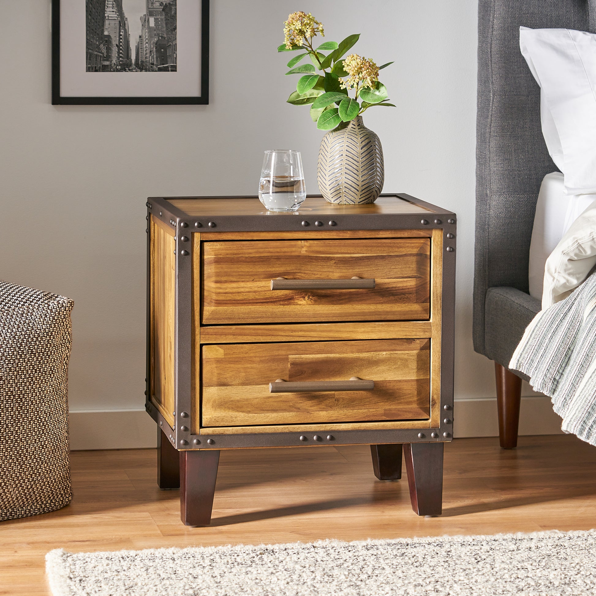 Brighton Collection Night Std 2 Drw Natural Acacia Wood