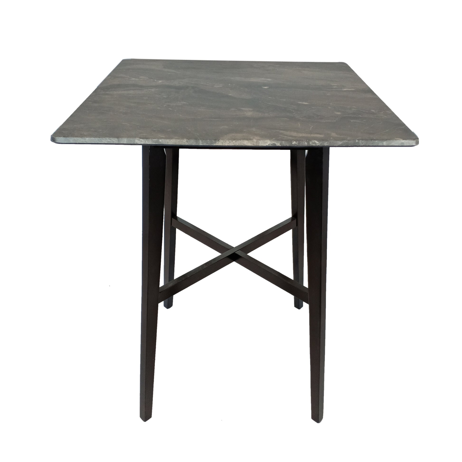 Modern Bar Height 42" Dining Table, Rubberwood Legs And Laminate Table Top, Paladina Marble Finish, Black Grey Black Rubberwood Square Mdf