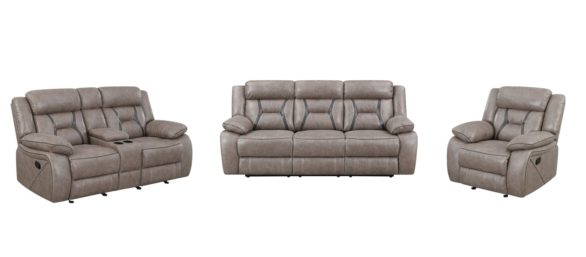 Tyson 3 Piece Living Room Set Dark Gray Dark Gray Faux Leather