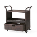 Corona Bar Cart Brown Pe Rattan Iron