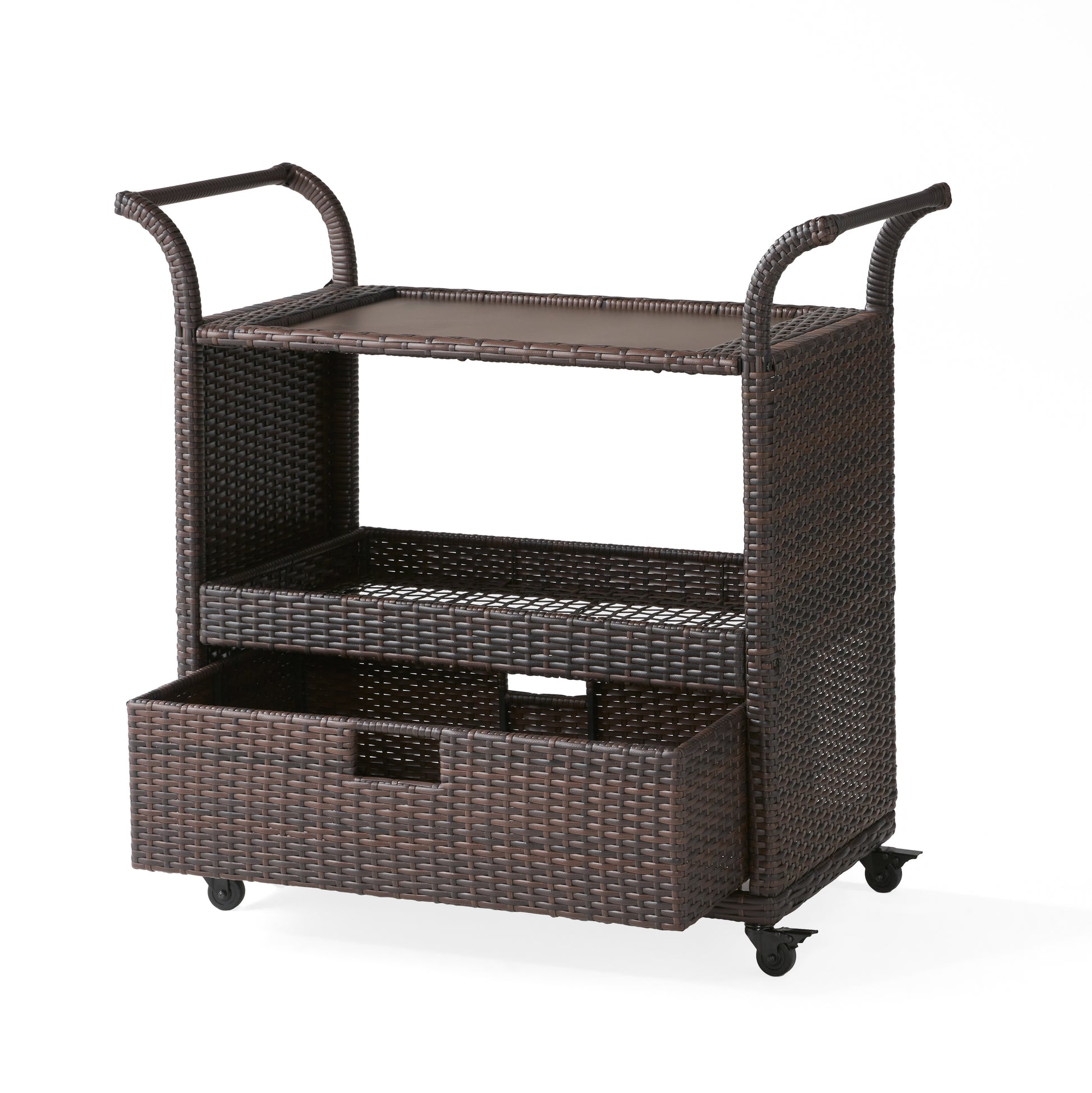 Corona Bar Cart Brown Pe Rattan Iron