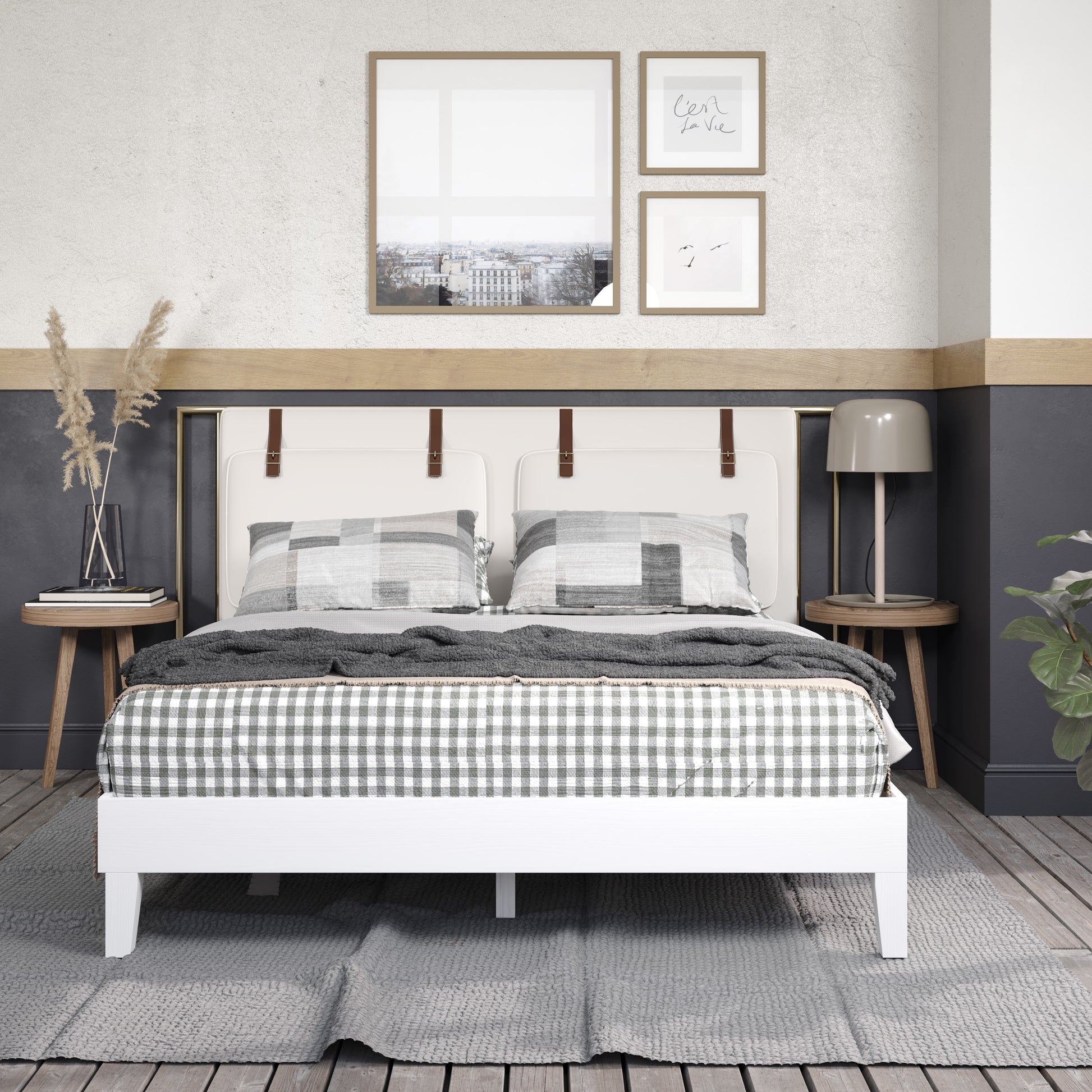 Nix Queen Platform Bed White Queen White Wood