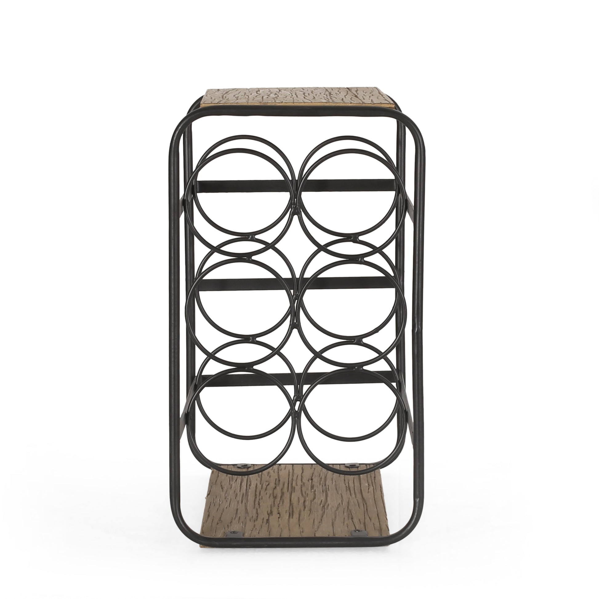 Wine Rack Black Natural Mdf Metal