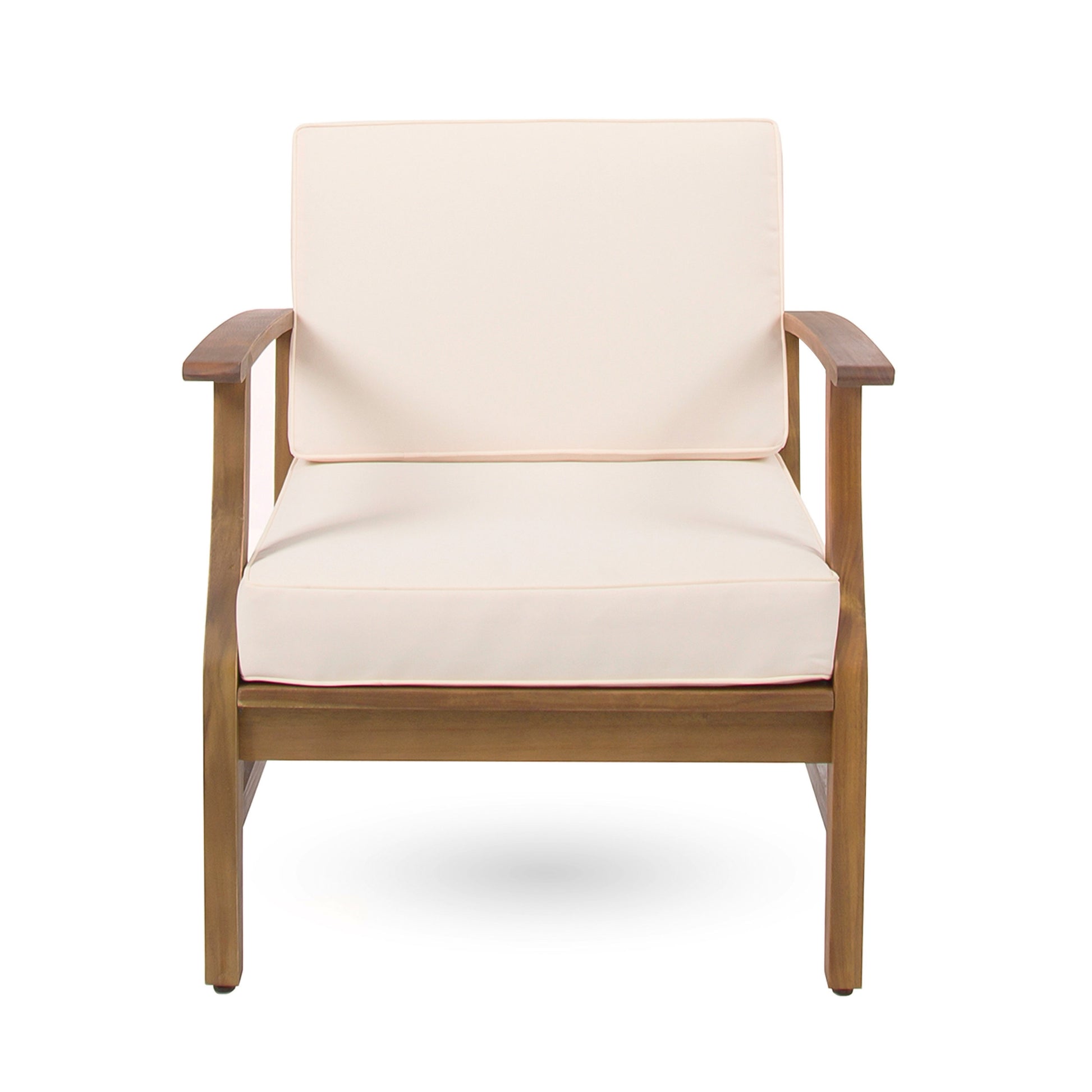 Perla Club Chairs Set Of 2, Cream Cream Acacia Wood