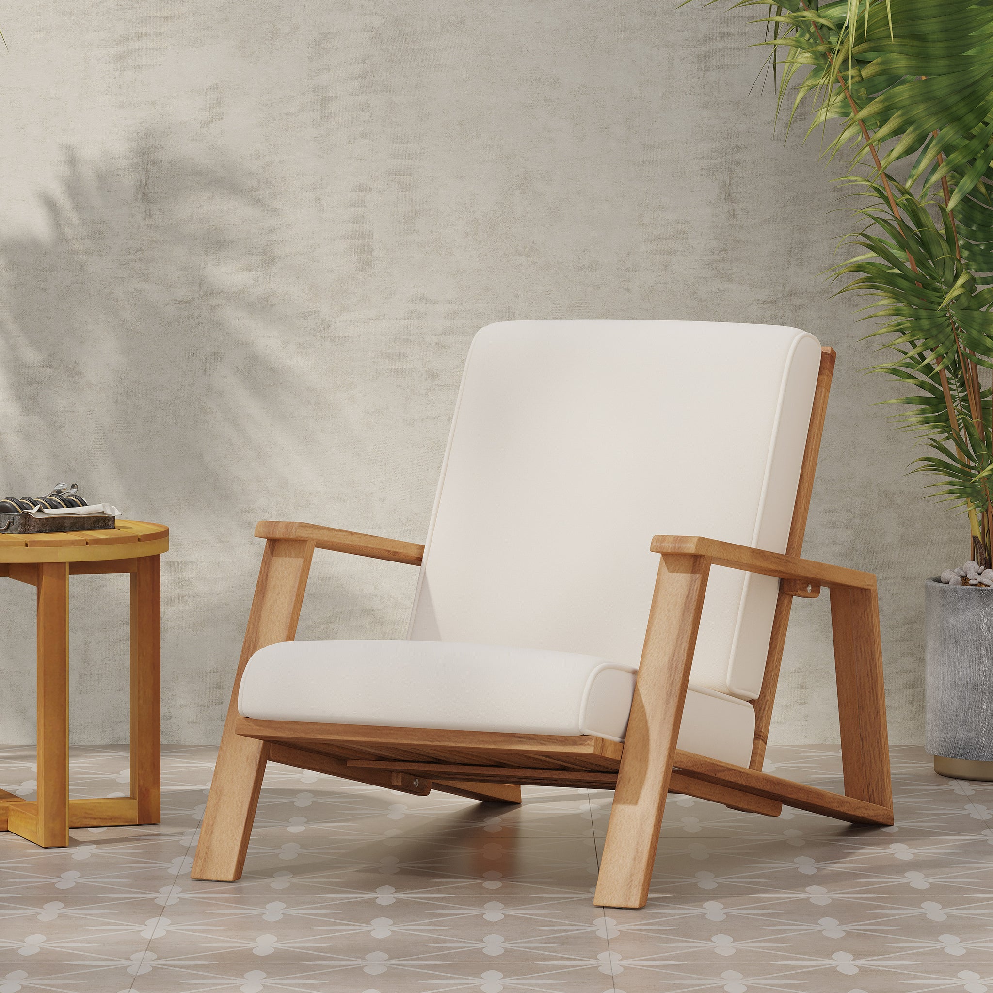 Paloma Club Chair Beige Acacia Wood