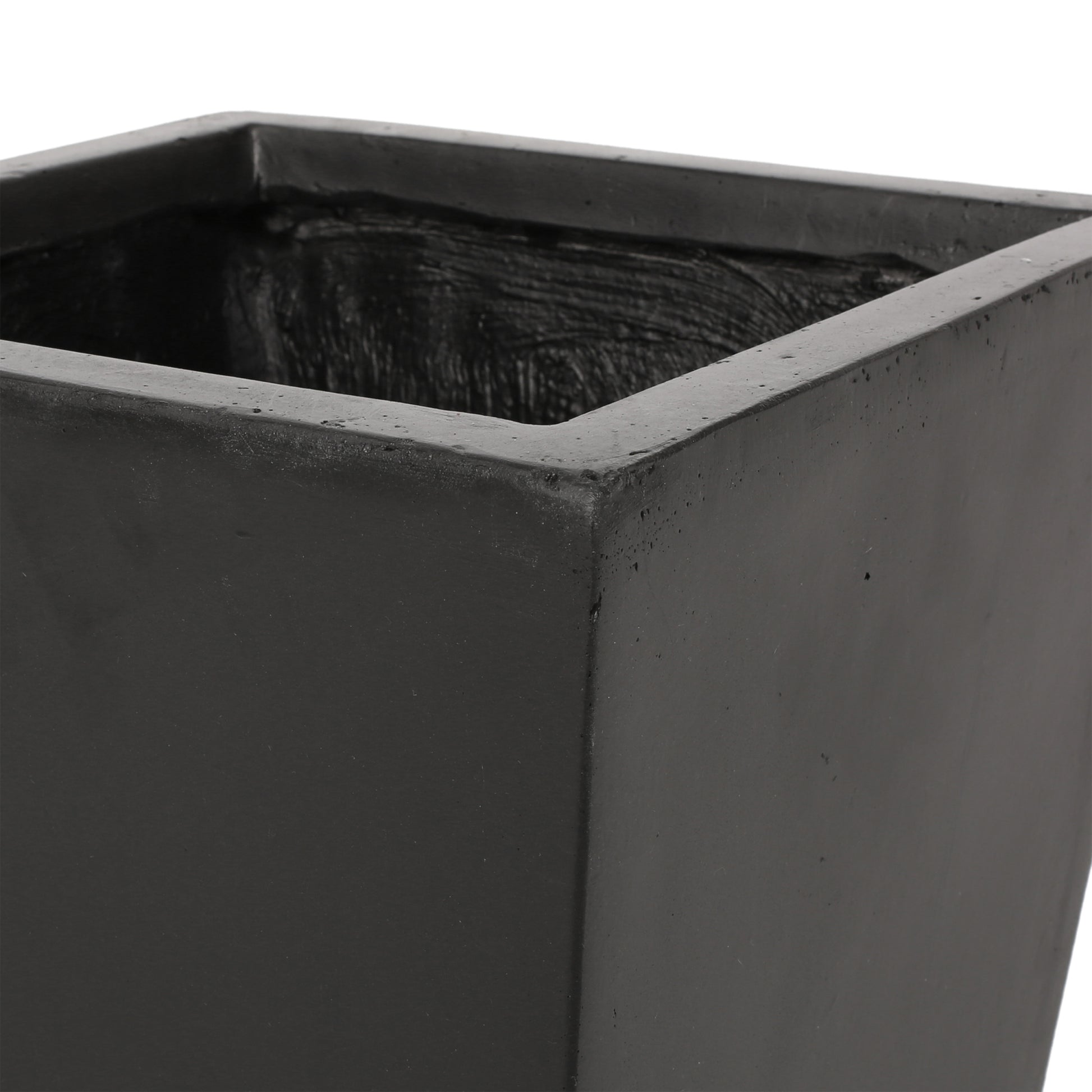 13" Outdoor Modern Mgo Small Cast Stone Planter, Black Rust Magnesium Oxide