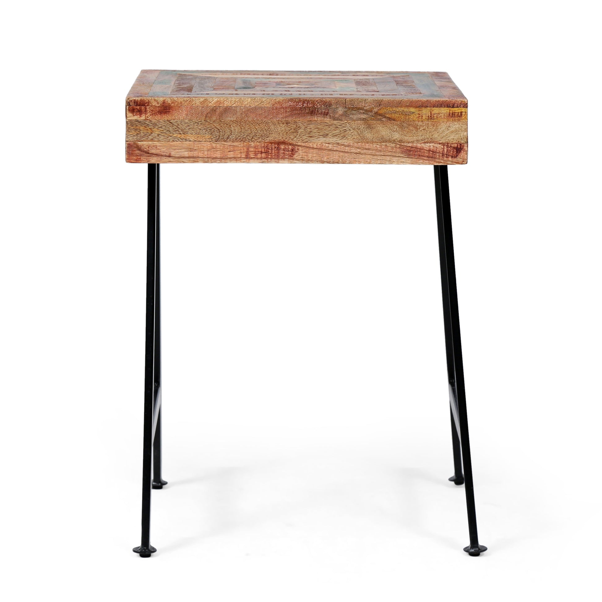 Wood & Iron End Table Natural Wood Metal