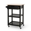 Kitchen Cart Black Wood