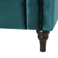 Mirod Comfy 3 Seat Sofa With Wooden Legs, Retro Style For Living Room Teal Velvet 3 Seat