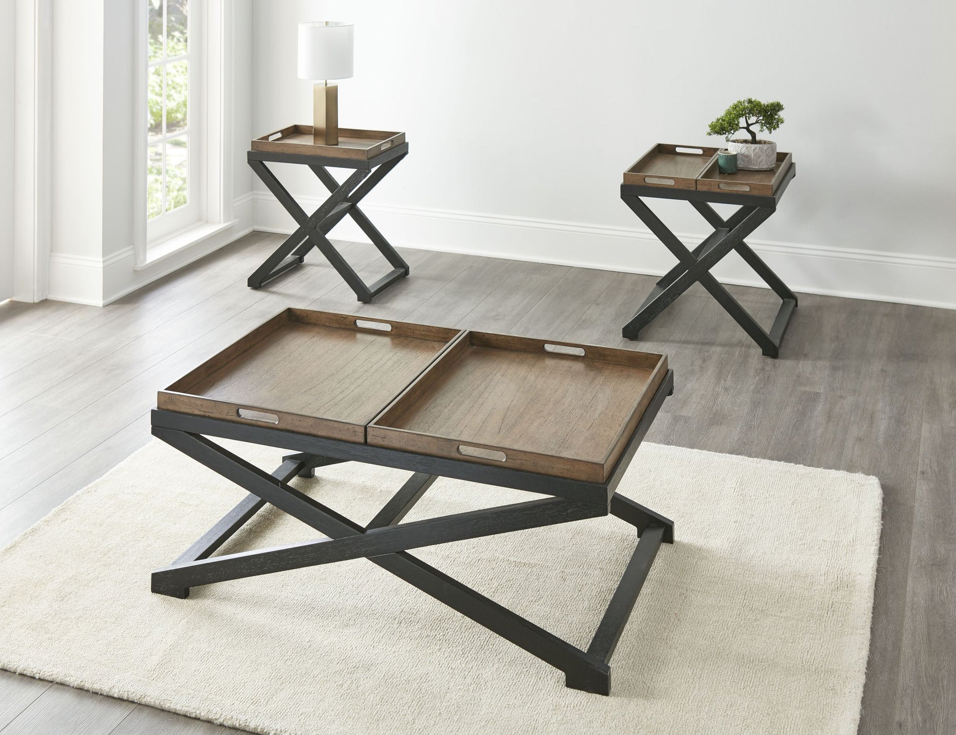 Topeka Cocktail Table Brown Brown Wood
