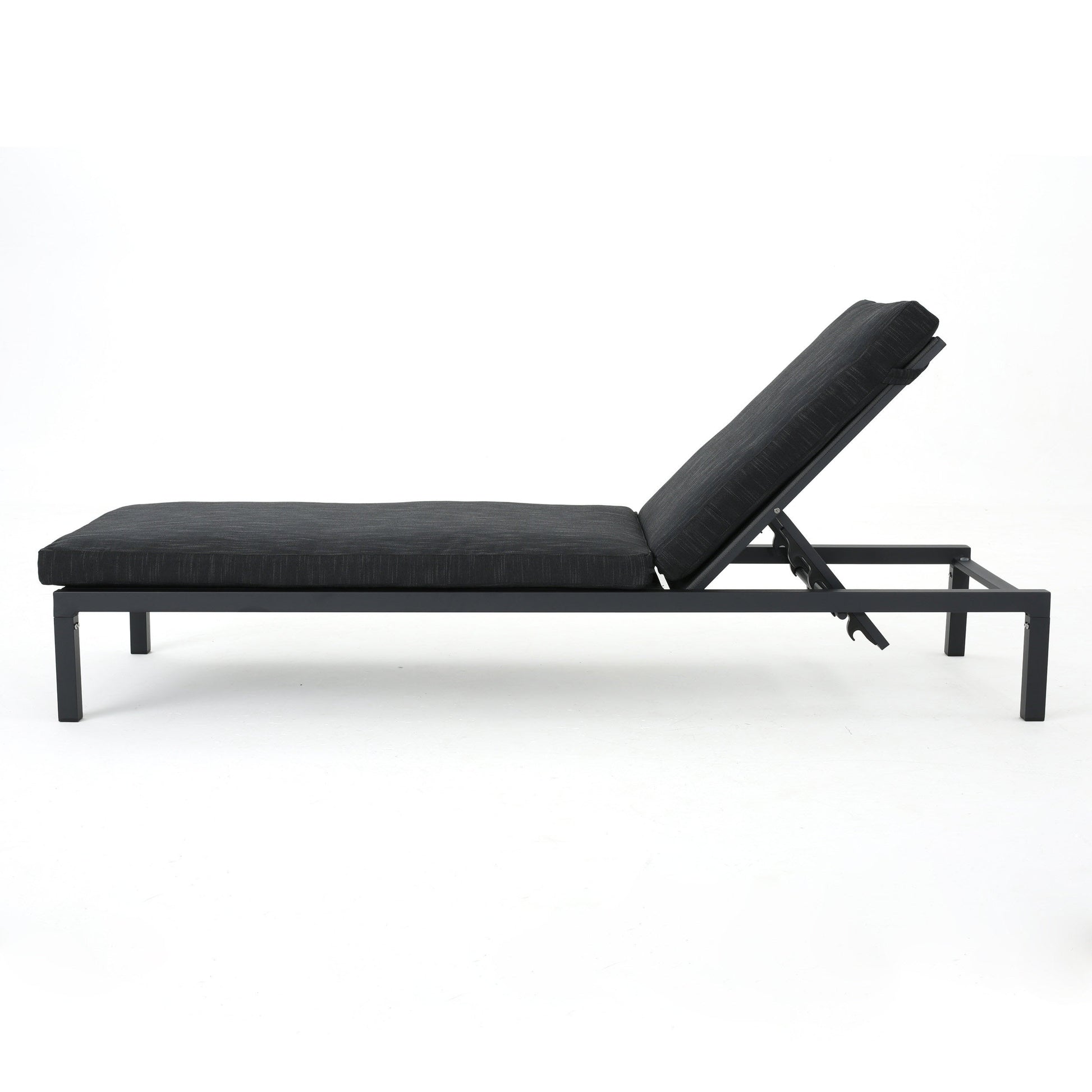 Navan Chaise Lounge Dark Grey Dark Grey Fabric Metal