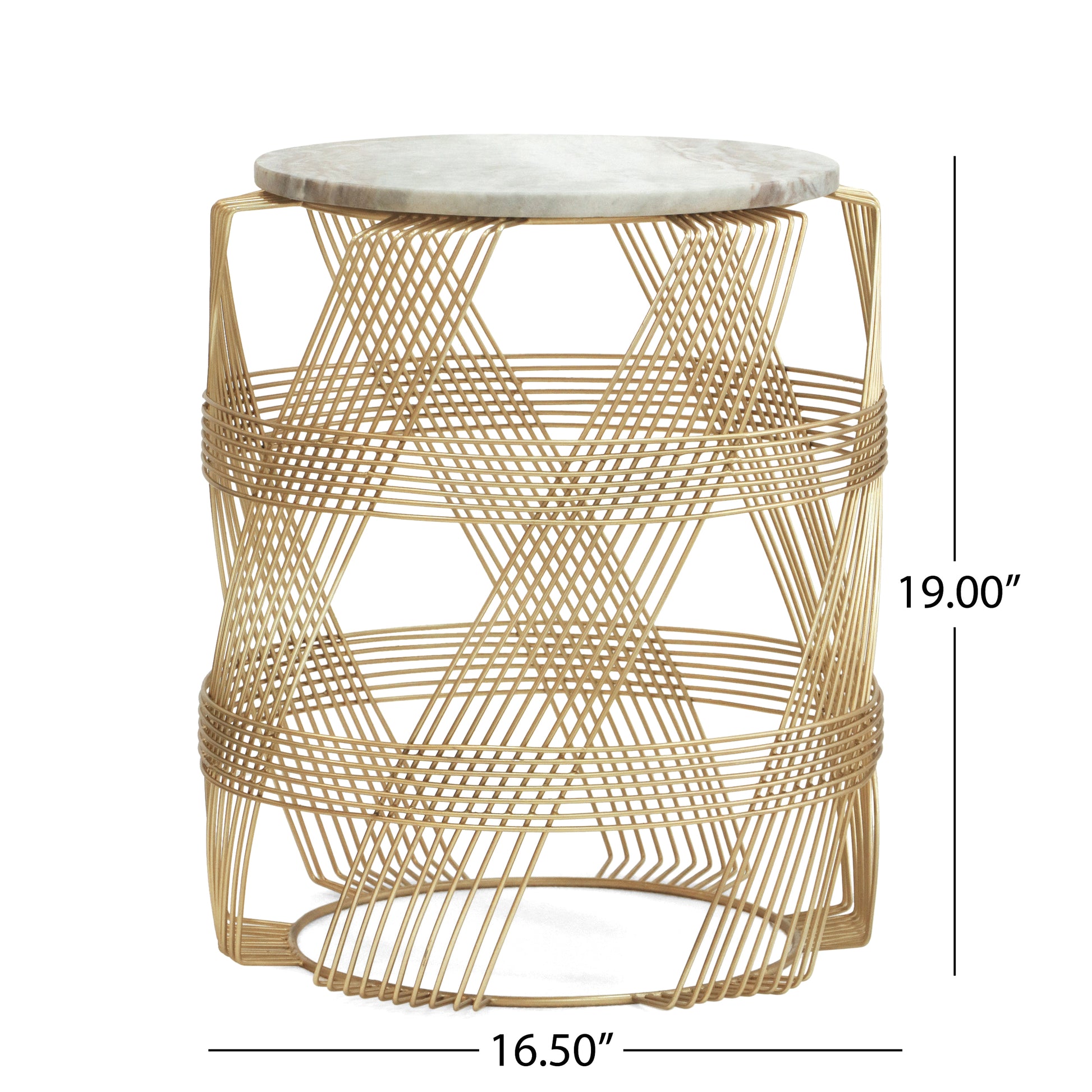 Round Wire Table With Marble Top Gold Marble Metal