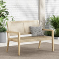 Outdoor Wicker And Acacia Wood Loveseat, Light Multibrown And Light Brown, 34'' H X 46.5'' W X 27.25'' D Brown Acacia Wood