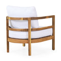 Outdoor Acacia Wood Patio Club Chair, Wood Patio Furniture,Waterproof Thick Cushion Deep Seating For Porch, Garden, Backyard, Balcony, Weight Capacity 400Lbs, Light Teak Finish, White Yes Deep Seating White Garden & Outdoor Foam Acacia Wood